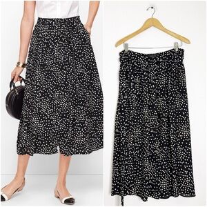 Talbots Black & White Dot Button Front Midi Skirt Size 12